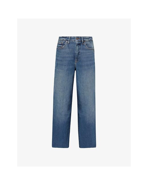 GOOD AMERICAN Blue Good Skate Crop-Leg Stretch-Denim Blend Jeans