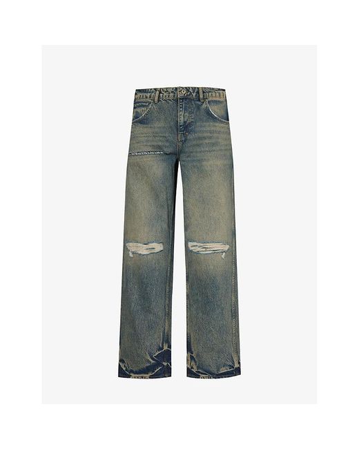 Represent Gray R3 Distressed Wide-leg Jeans for men