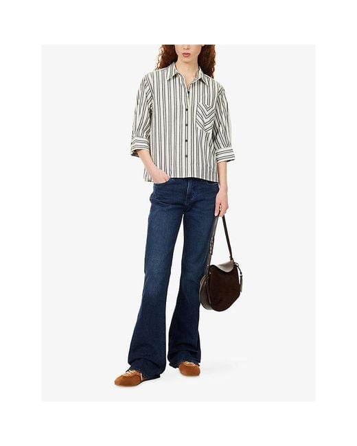 Rag & Bone White Lucia Striped Cotton Shirt