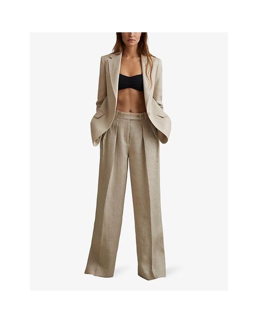 Reiss Natural Cassie Relaxed-fit Single-breasted Linen Blazer