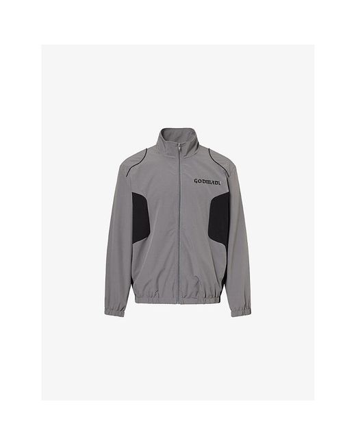 GODMADE Gray Logo-Print Relaxed-Fit Shell Track Top for men