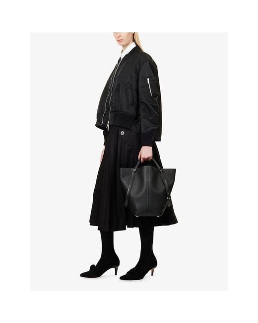 Sacai Black Band-Collar Blouson Twill Jacket
