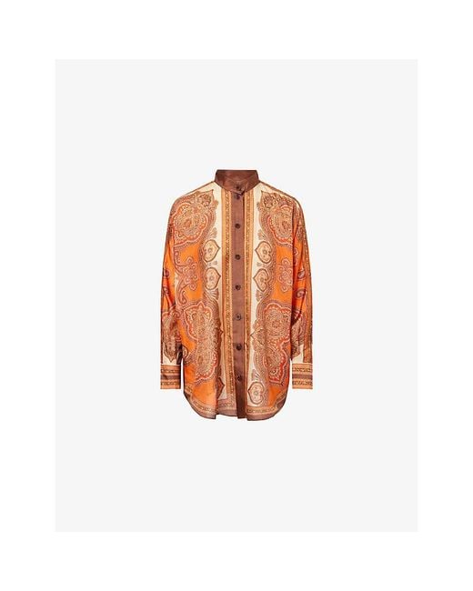 Zimmermann Orange Mahon Dolman Silk Shirt