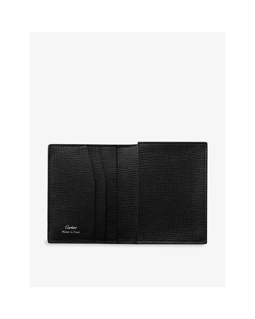 Cartier Black Losange Logo-Plaque Grained Leather And Palladium Card Holder for men