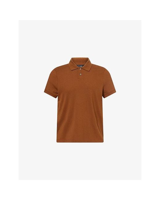 Dunhill Brown Short-Sleeves Regular-Fit Cotton And Silk Polo Shirt for men