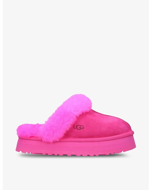 UGG Disquette Shearlinglined Suede Slippers in Pink Lyst