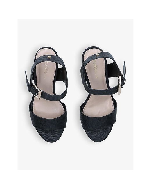 Carvela Kurt Geiger Blue Sadie 2 Textured Heeled Faux-Leather Sandals