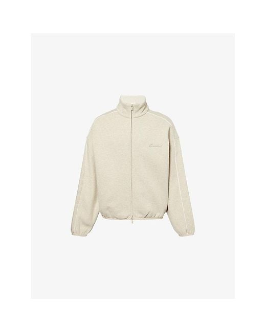Fear Of God White Logo-Embroidered Fleece Cotton-Blend Track Jacket for men