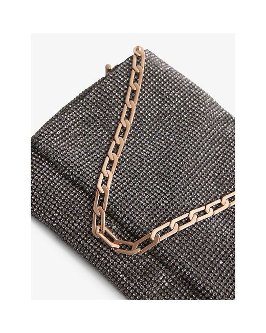 Reiss Soho Mini Crystalembellished Woven Shoulder Bag in Gray Lyst