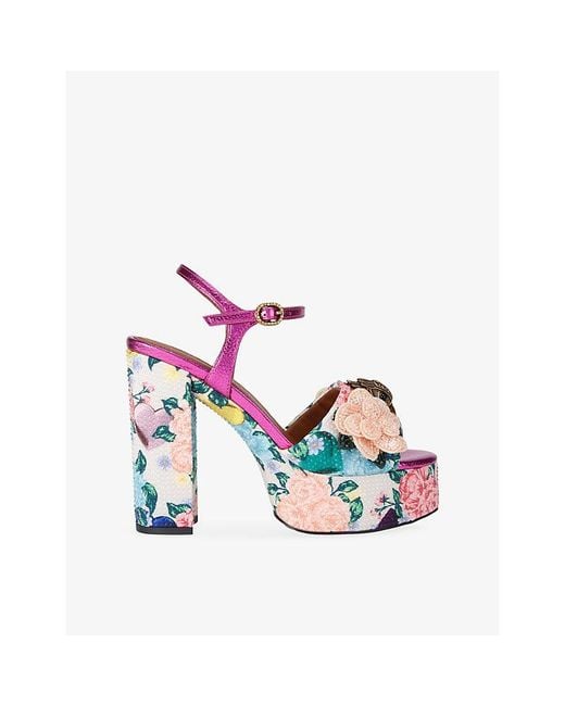 Kurt Geiger Pink Kensington Platform Leather Sandals