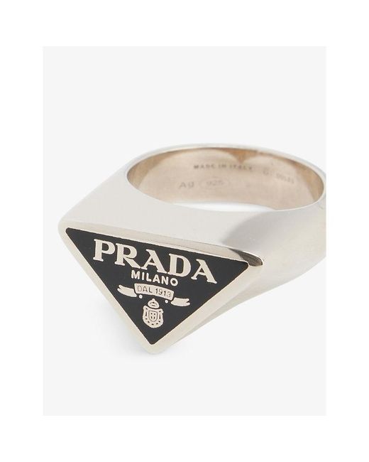 Prada Brand-plaque 925 Sterling-silver Ring in White for Men | Lyst Canada