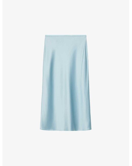 Joseph Blue Isaak High-rise Silk-satin Midi Skirt