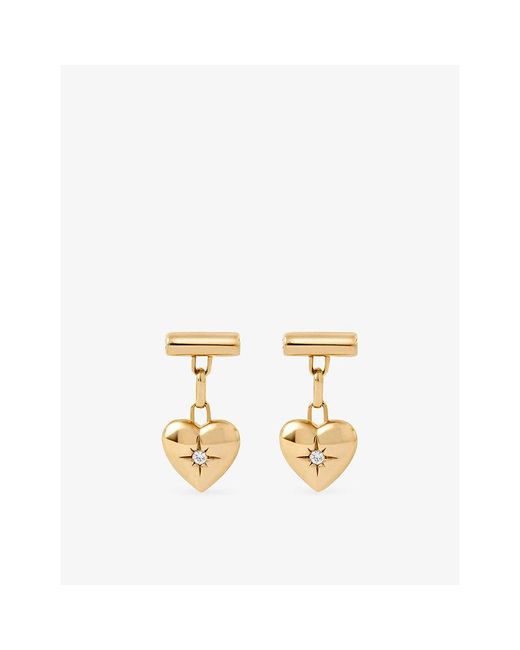 Astley Clarke Metallic Biography Heart Stud 18Ct- Plated Sterling- And Sapphire Drop Earrings