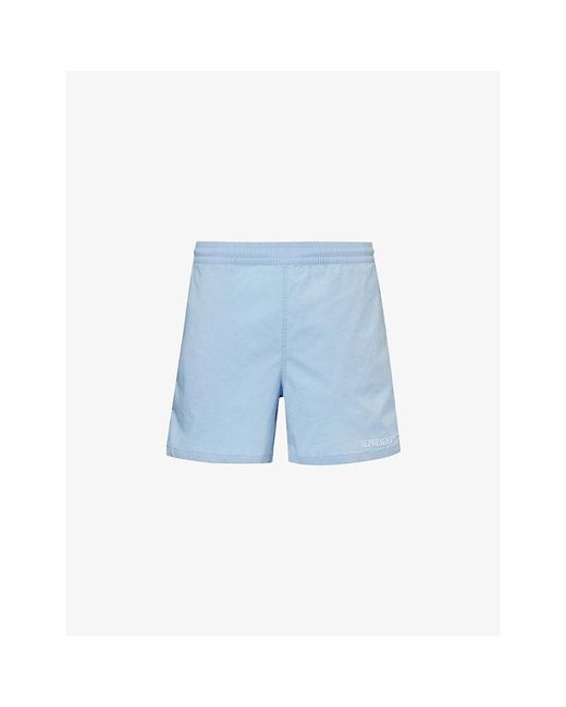 Represent Blue Brand-embroidered Regular-fit Cotton-blend Shorts for men