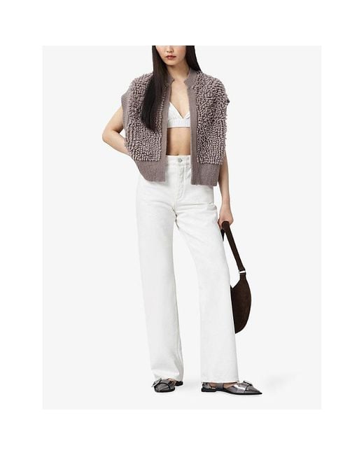 AllSaints Gray Elias Relaxed-Fit Textured Knitted Gilet