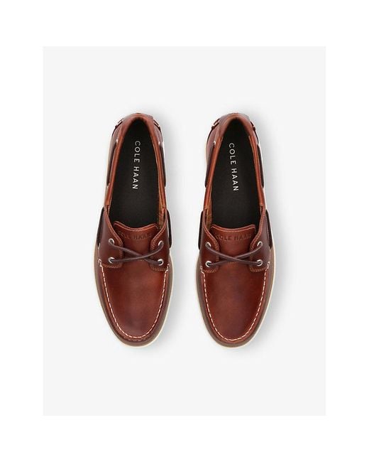 Cole Haan Brown Grandprø Windward Leather Boat Shoes for men