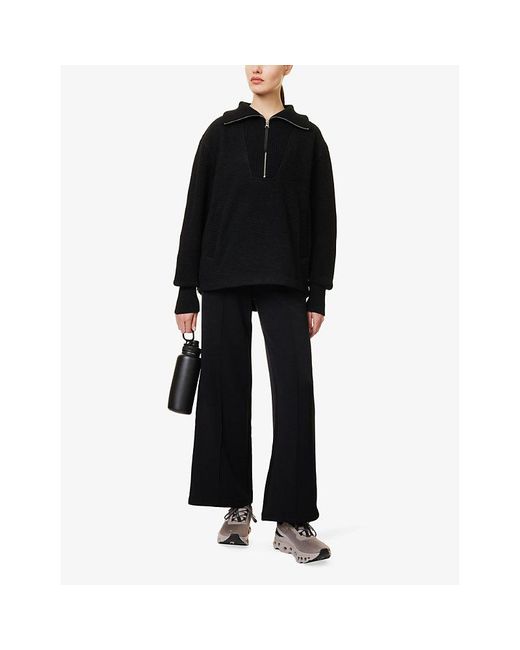 Varley Blue Drawstring-Waistband Wide-Leg Mid-Rise Stretch-Woven Trousers