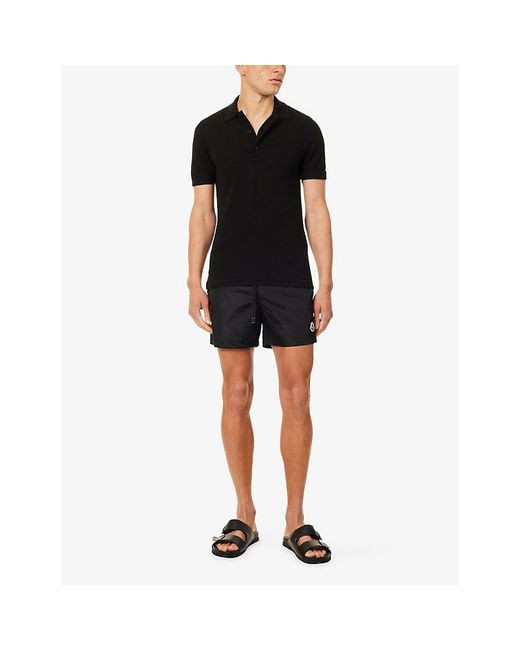 Moncler Black Brand-Badge Swim Shorts for men