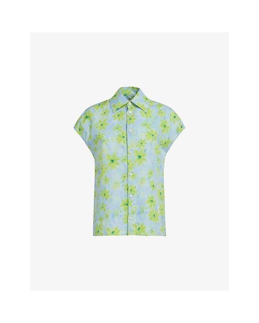 Marni Floral-print Relaxed-fit Cotton Shirt in Green | Lyst
