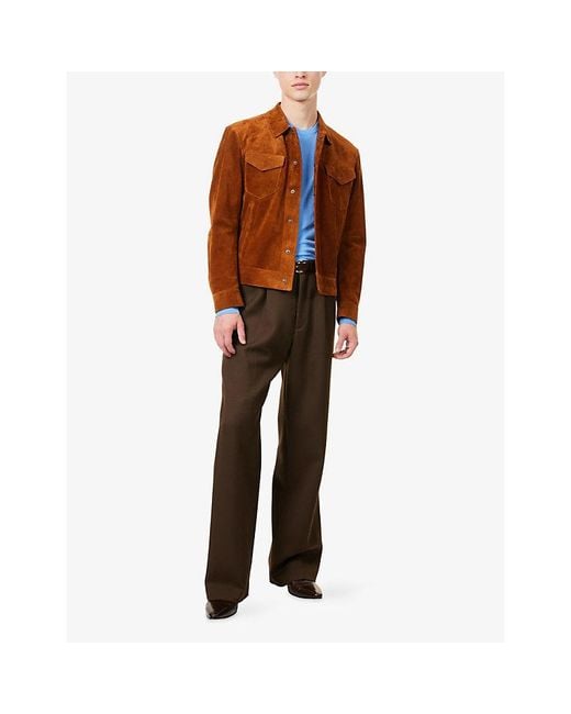 Tom Ford Brown Western Collared Suede Jacket for men