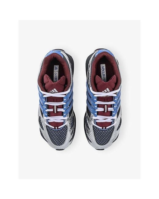 Adidas Blue Adistar Mesh And Faux-Leather Trainers for men
