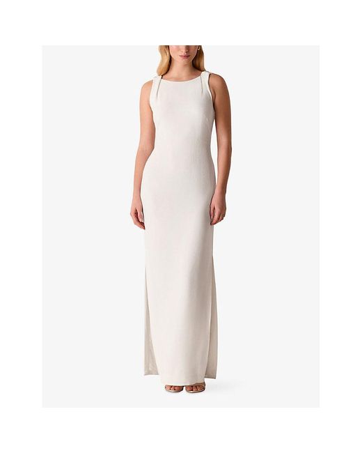 Whistles White Tie Back Slim-Fit Stretch-Crepe Maxi Dress