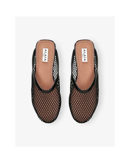 Alaïa Black Net Leather Mules