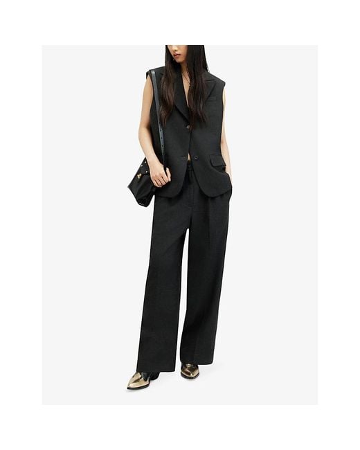 AllSaints Black Sammey Relaxed-fit High-rise Stretch-woven Trousers