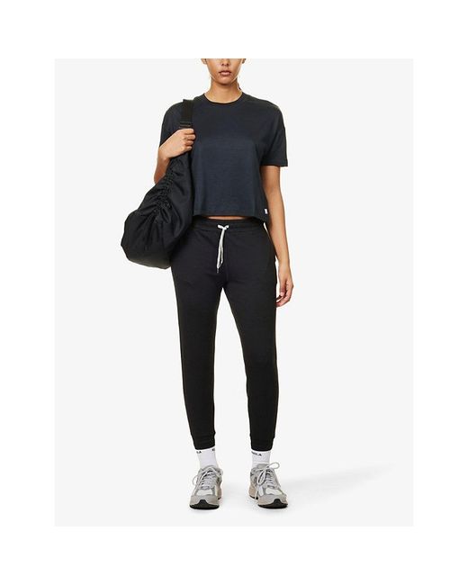 vuori Blue Energy Brand-Patch Boxy-Fit Stretch-Jersey T-Shirt