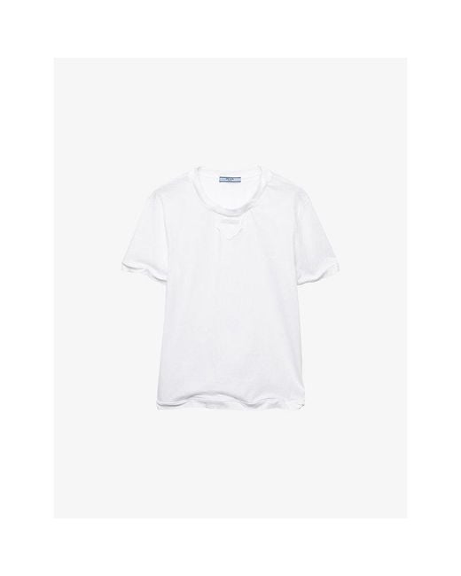Prada White Shapeable Brand-Appliqué Cotton-Jersey T-Shirt