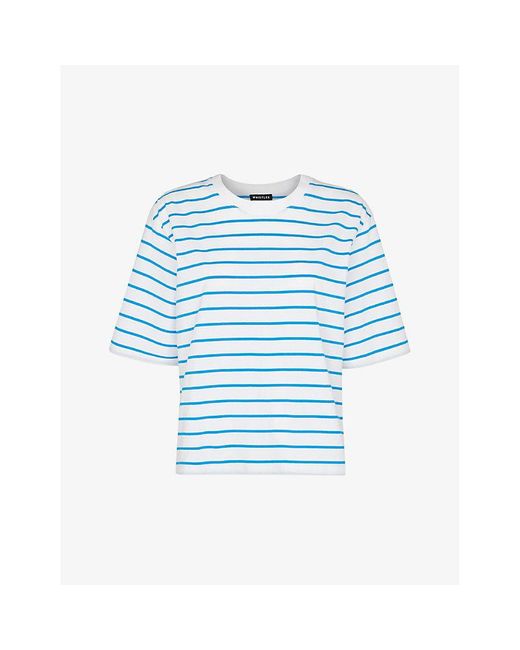 Whistles Blue Stripe Relaxed-fit Organic-cotton T-shirt