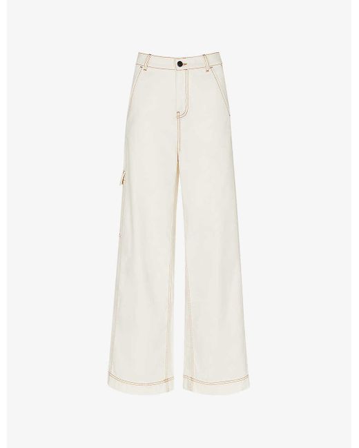 Whistles White Patch-pocket Wide-leg Mis-rise Denim Jeans