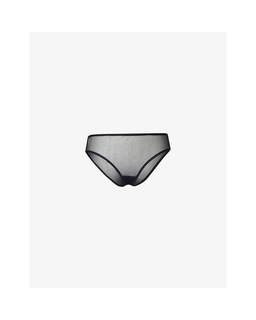 LIVY Gray Bengal Embroidered Stretch Lace And Tulle Briefs