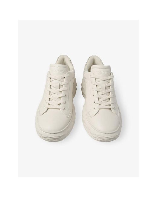 Jimmy Choo White Diamond Maxi F Ii Leather Low-Top Trainers