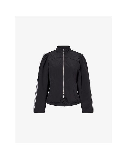 Sandy Liang Black Eileen Pouf-Sleeve Woven Jacket