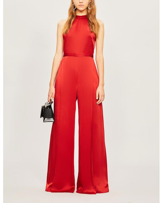 rust satin jumpsuit