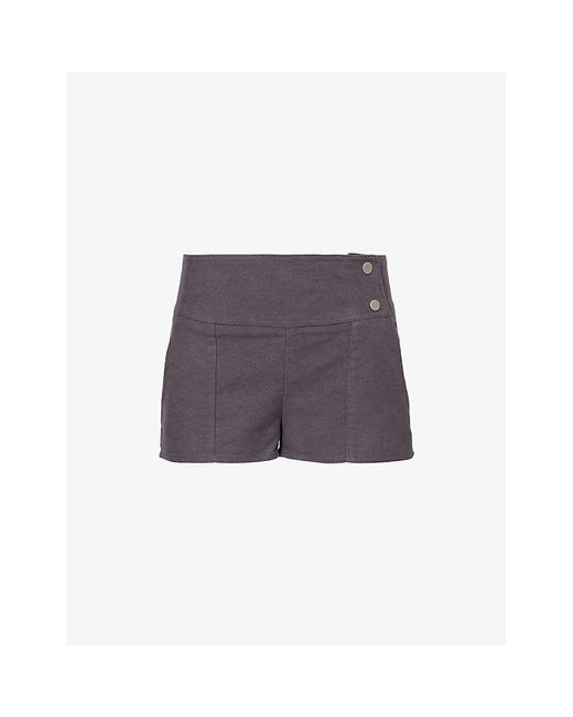 Peachy Den Purple Edie Slim-Fit Cotton Shorts