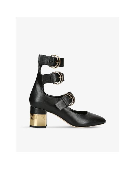 Chloé Black Alize Buckle-Embellished Heeled Leather Pumps