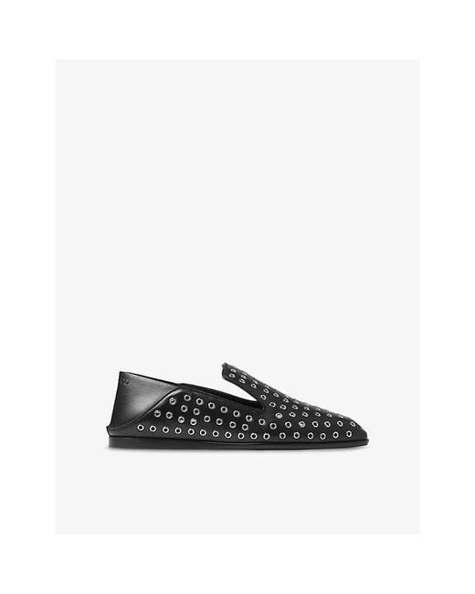 Jimmy Choo Black Eliot Studded Leather Loafer Slippers