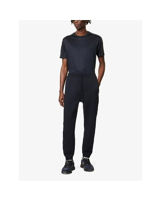 Emporio Armani Blue Relaxed-fit Mid-rise Cotton-blend jogging Bottoms for men