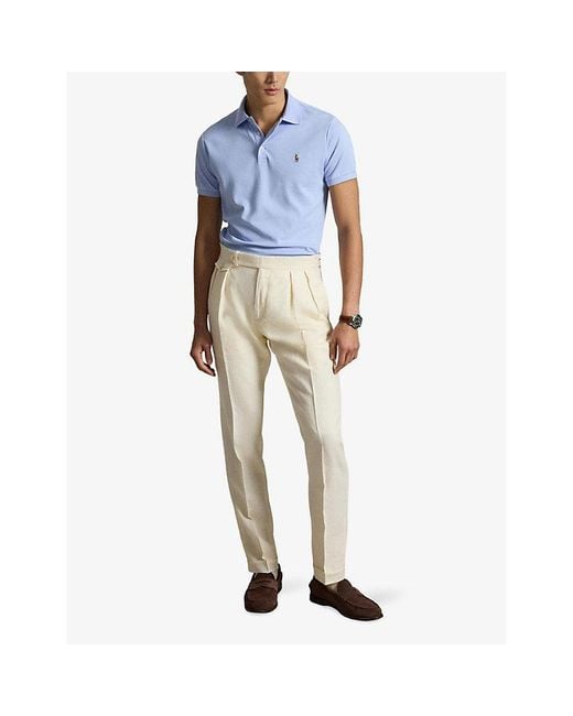 Polo Ralph Lauren Blue Logo-Embroidery Short-Sleeved Cotton Polo Shirt for men