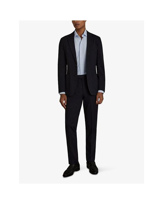 Reiss Blue Striped Long-Sleeved Cotton-Blend Shirt for men