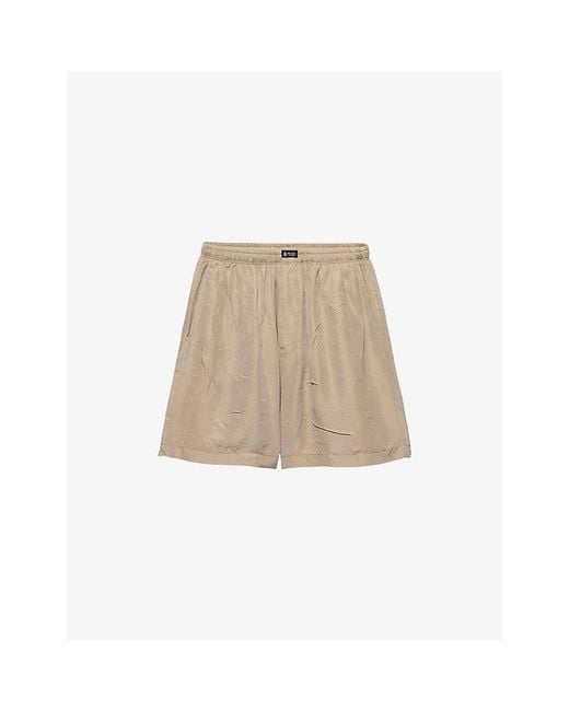 Prada Natural Logo-Patch Silk-Blend Bermuda Shorts for men