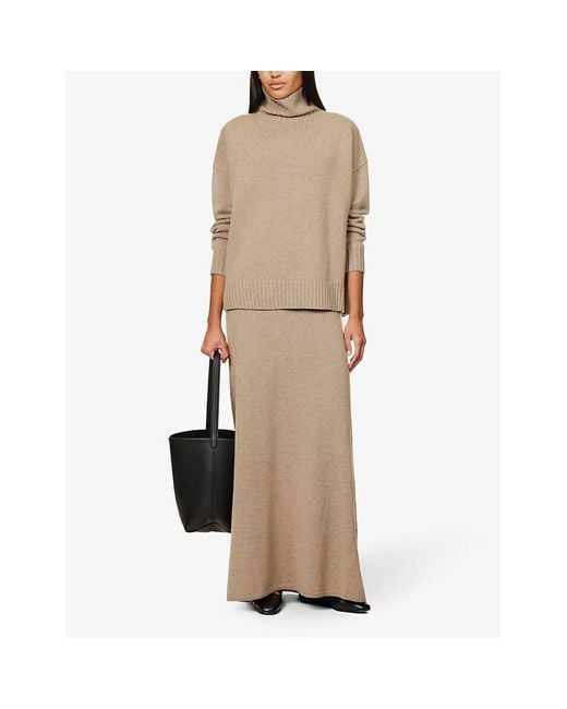 Max Mara Gianna Turtle-neck Wool And Cashmere Jumper in Natural | Lyst