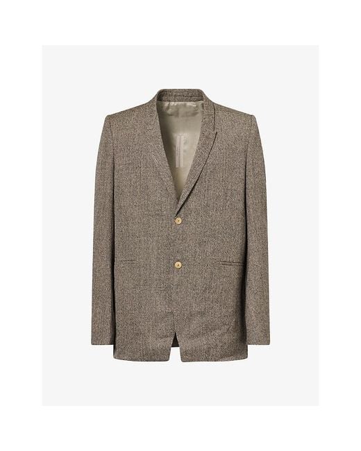 Rick Owens Brown Concordian Peak-Lapel Wool Blazer for men