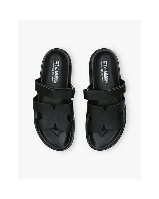 Steve Madden Black Manu Leather Sandals for men