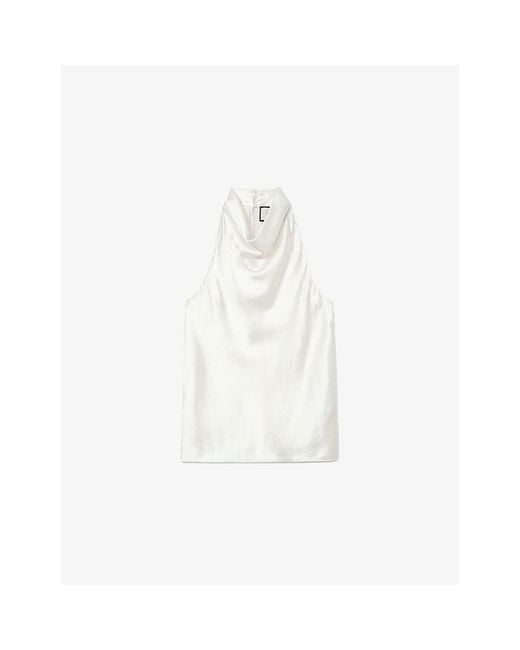 Reiss White Kora Cowl-Neck Silk Top