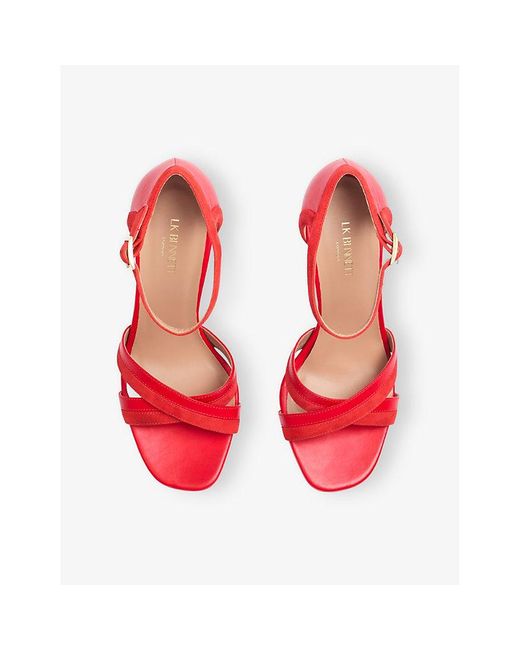 L.K.Bennett Red Lennon Heeled Leather Sandals