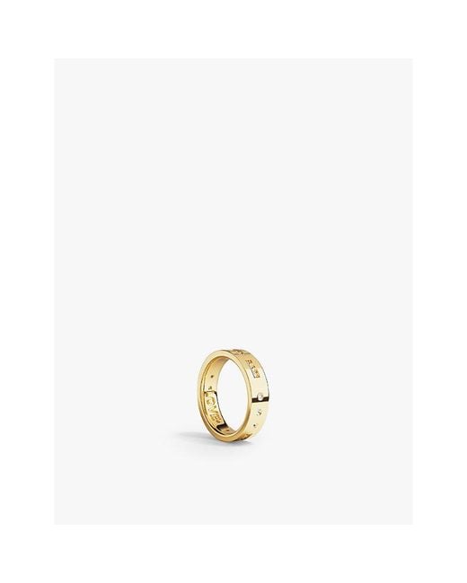 Apm Monaco Metallic Love Morse Code 18Ct-Plated Metal Alloy And Cubic Zirconia Ring for men