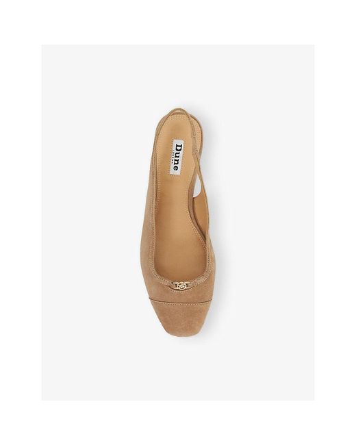Dune Natural Hanna Suede Slingback Flats